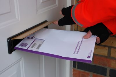 Census 2011 in post and on way (picture of being delivered to a letterbox)