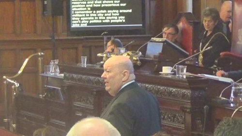 Liverpool City Council Budget Meeting 4th March 2015 Mayor Joe Anderson speaks on Labour's budget