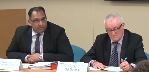 Surjit Tour explains to councillors the effect of proposed changes to procedural rules at a meeting of Wirral Council's Standards and Constitutional Oversight Committee 23rd November 2015