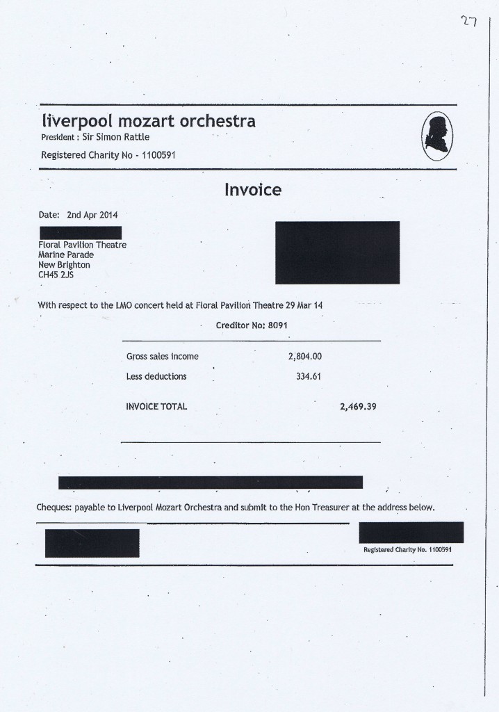Wirral Council invoice 27 Liverpool Mozart Orchestra £2,469.39