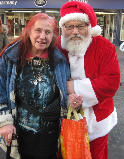 Leonora Brace and Councillor Adrian Jones in Birkenhead Christmas 2013