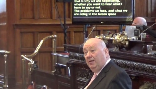 Mayor Joe Anderson speaking at a meeting of Liverpool City Council (8th April 2015)