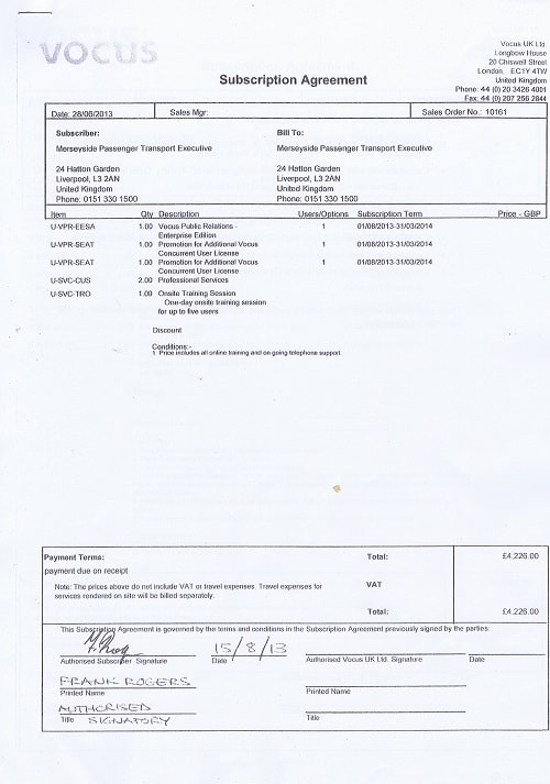 Merseytravel Vocus subscription agreement 2013 £4226 page 1 of 2 thumbnail