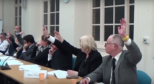 Labour councillors (except Cllr Christina Muspratt who abstained) voting against an opposition motion on Girtrell Court at the Coordinating Committee meeting on the 16th February 2016