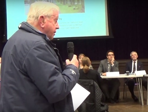 Peter Cowan (left) speaking about Girtrell Court at the Wirral West Constituency Committee meeting 11th February 2016