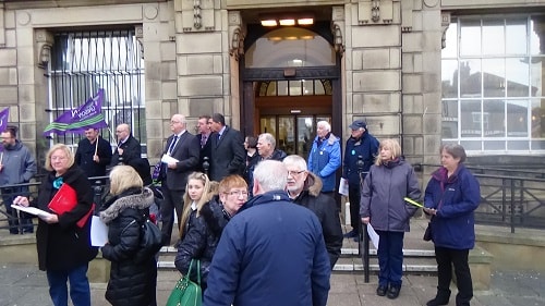 Protest outside Wallasey Town Hall about Girtrell Court 3rd March 2016 thumbnail