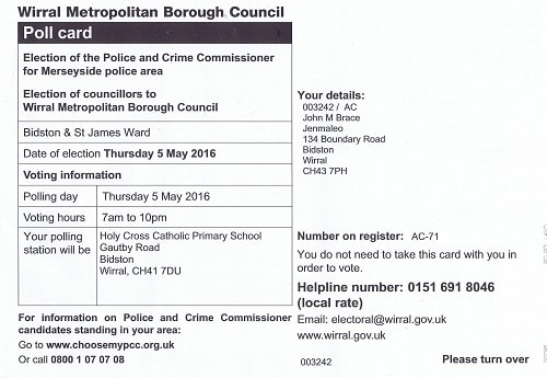 Polling card Bidston and St James ward 2016 front resized