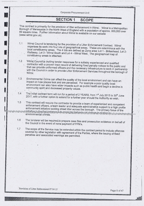 Wirral Council litter enforcement contract Kingdom Security Ltd contract page 5 of 47