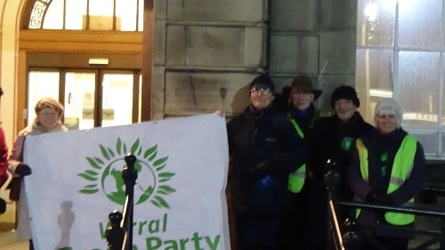 Protest outside Wallasey Town Hall 28th November 2016 Green Party over NHS Sustainability and Transformation Plan