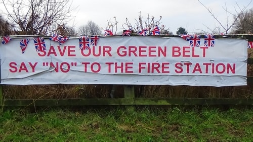 photo 10 Land off Saughall Massie Road Saughall Massie 13th December 2016 SAVE OUR GREEN BELT SAY NO TO THE FIRE STATION banner