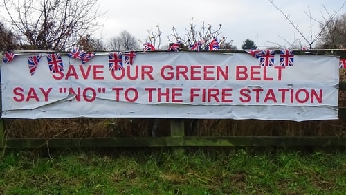photo 7 Land off Saughall Massie Road Saughall Massie 13th December 2016 SAVE OUR GREEN BELT SAY NO TO THE FIRE STATION banner