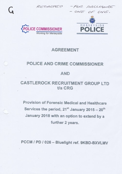 contract Police and Crime Commissioner for Merseyside and Castlerock Recruitment Group LTD t a CRG 1