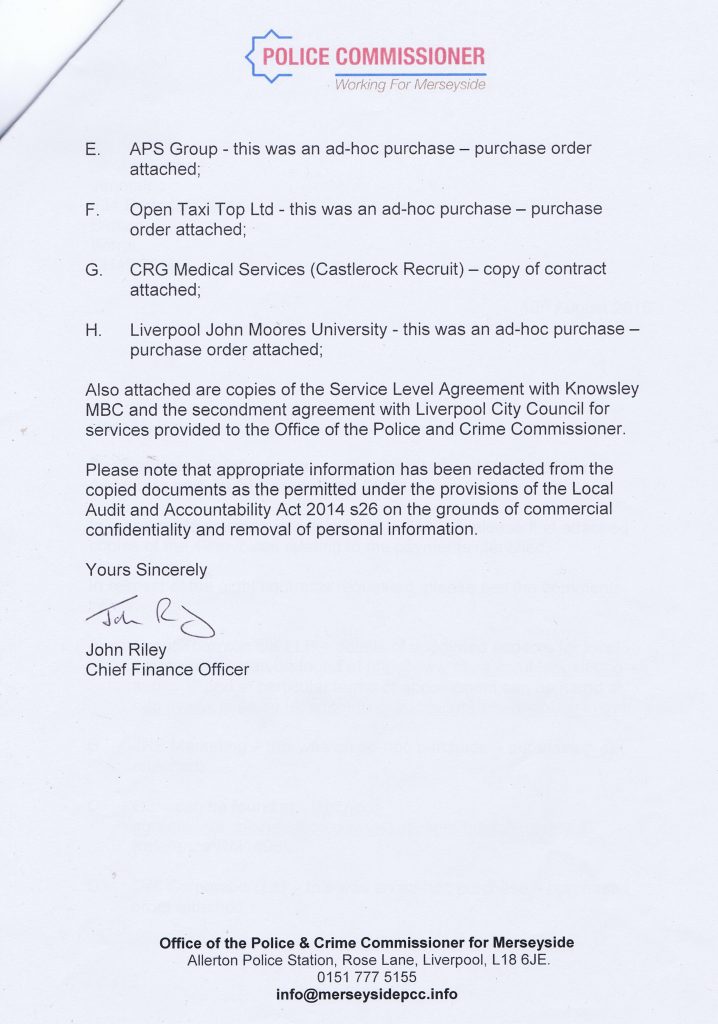 letter Police Crime Commissioner for Merseyside citizen audit 2015-16 page 2 of 2