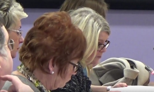 Councillor Lesley Rennie (background left) at a meeting of Merseyside Fire and Rescue Authority 26th January 2017 discussing Hot News
