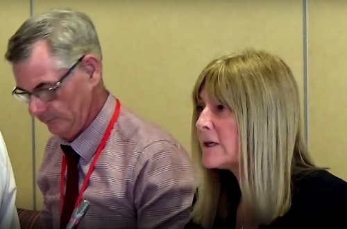 Merseyside Fire and Rescue Authority 25th May 2017 left Cllr Dave Hanratty (Chair) right Janet Henshaw (Clerk to the Authority)