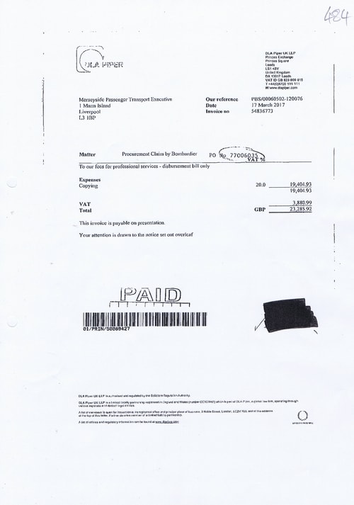 DLA Piper LLP invoice 484 Merseytravel 17th March 2017 £23285.92