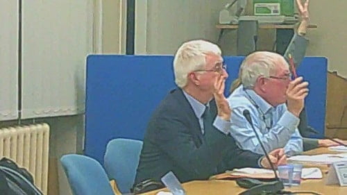 Cabinet 17th December 2014 voting to close Lyndale School L to R Cllr Tony Smith (Cabinet Member for Education), Cllr George Davies, Cllr Ann McLachlan