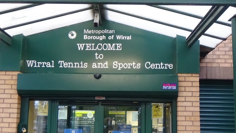 Wirral Tennis and Sports Centre entrance (Bidston, Wirral) where the results of the election of 66 councillors to Wirral Metropolitan Borough Council were declared on 5th May 2023