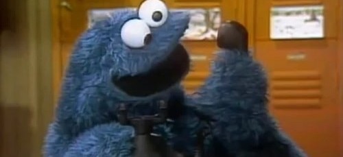 The Cookie Monster from American TV show Sesame Street