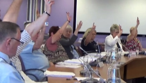 Councillors on Merseyside Fire and Rescue Authority (30th June 2015) voting in favour of closure of Upton and West Kirby fire stations and asking Wirral Council for the land and planning permission for a new fire station in Saughall Massie