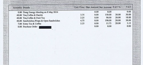 Why did Wirral Council spend £534.90 on catering for a meeting with Dong Energy?