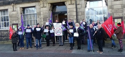 Protest outside Wallasey Town Hall against closure of Girtrell Court 22nd February 2016 photo 1 of 5 thumbnail