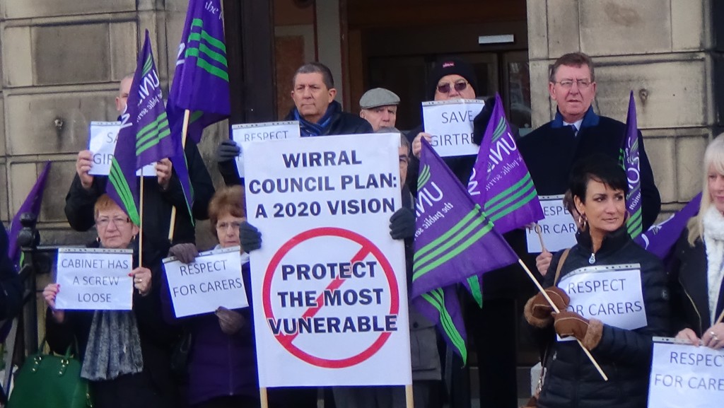 Protest outside Wallasey Town Hall against closure of Girtrell Court 22nd February 2016 photo 2 of 5