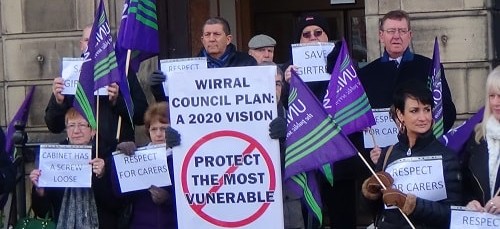 Protest outside Wallasey Town Hall against closure of Girtrell Court 22nd February 2016 photo 2 of 5 thumbnail