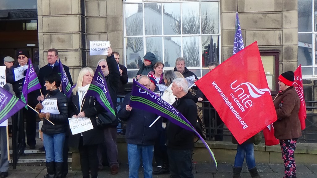 Protest outside Wallasey Town Hall against closure of Girtrell Court 22nd February 2016 photo 3 of 5