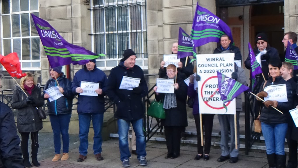 Protest outside Wallasey Town Hall against closure of Girtrell Court 22nd February 2016 photo 4 of 5
