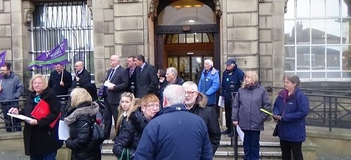 Protest outside Wallasey Town Hall about Girtrell Court 3rd March 2016 thumbnail
