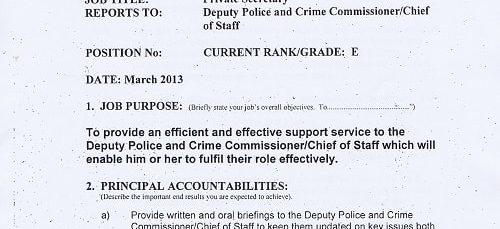 Job Description Private Secretary to Deputy Police and Crime Commissioner seconded from Liverpool City Council