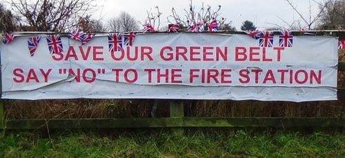 photo 15 Land off Saughall Massie Road Saughall Massie 13th December 2016 SAVE OUR GREEN BELT SAY NO TO THE FIRE STATION banner