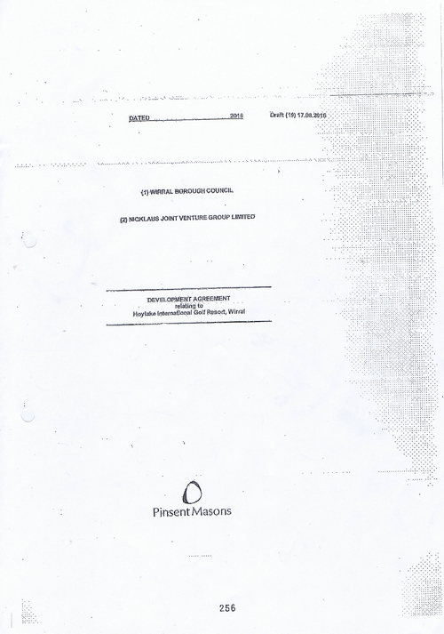 Hoylake Golf Resort contract cover page