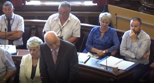 Cllr Chris Blakeley presenting a Say No To The PSPO petition to Wirral Council on the 9th July 2018