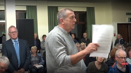 A member of the public asking questions about the Local Plan Wirral West Constituency Committee 4th October 2018
