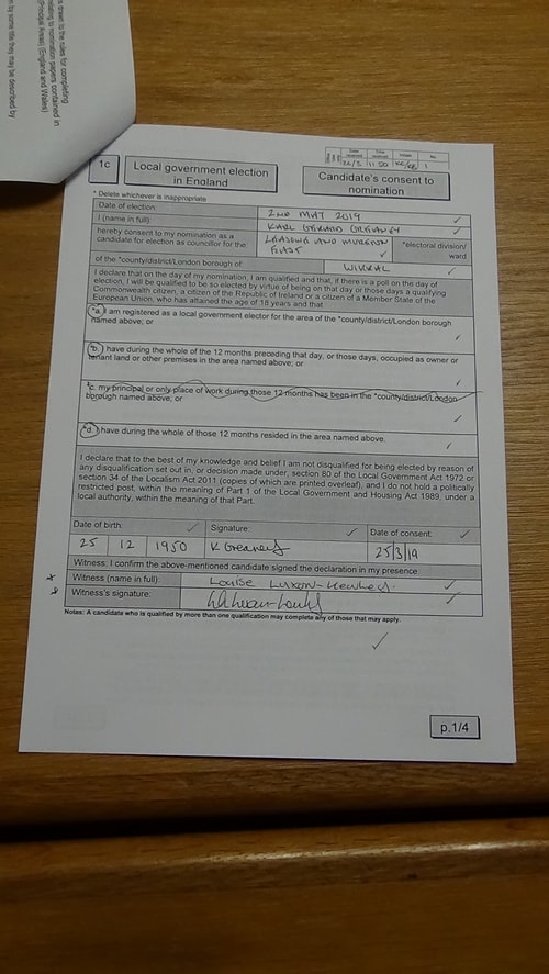candidate’s consent to nomination Karl Greaney Leasowe and Moreton East 2019 page 1 of 4