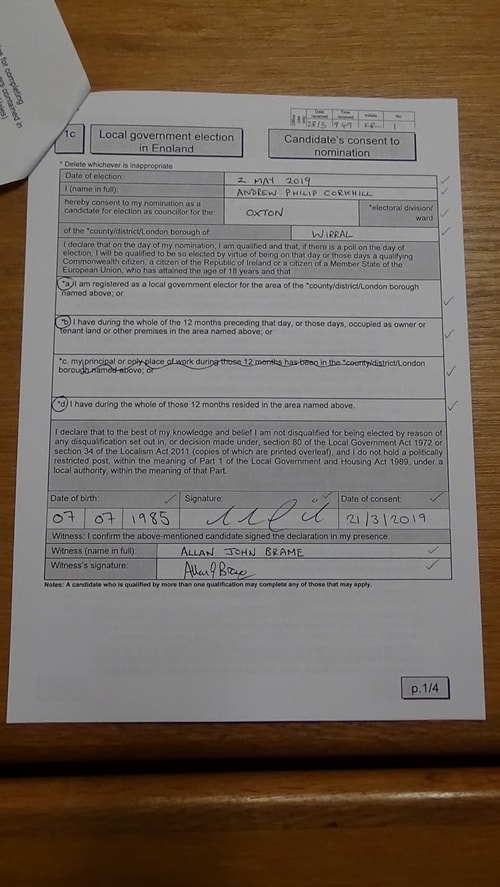 candidate’s consent to nomination Andy Corkhill Oxton 2019 Page 1 of 4