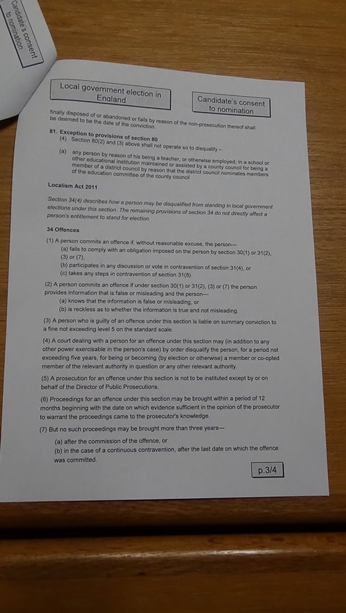 candidate’s consent to nomination Paul Hayes Wallasey 2019 page 3 of 4