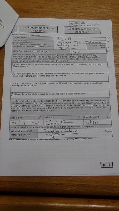 candidate’s consent to nomination Jennifer Johnson 2019 West Kirby and Thurstaston page 1 of 4
