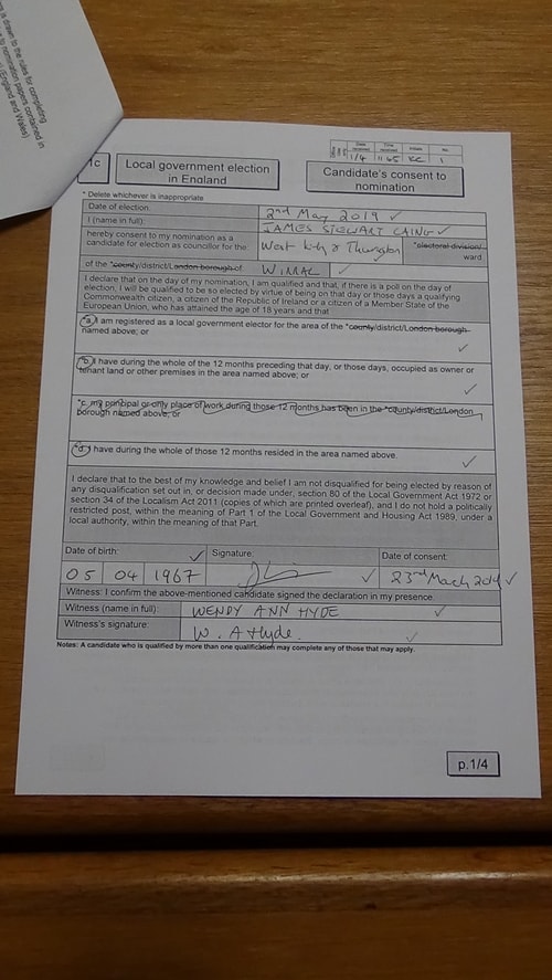 candidate&s consent to nomination James Laing 2019 West Kirby and Thurstaston page 1 of 4
