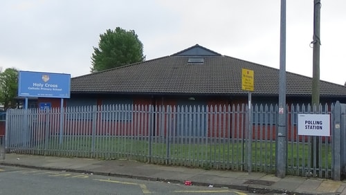 polling station 3 Holy Cross Primary School AC Bidston and St James 2nd May 2019 photo 2 of 8