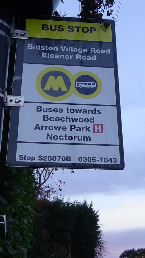Bus stop Bidston Village Stop S25080B Buses towards Beechwood Arrowe Park Hospital Noctorum