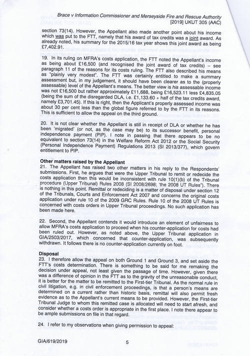 [2019] UKUT 305 (AAC) Brace v Information Commissioner and Merseyside Fire and Rescue Authority Page 6 of 8